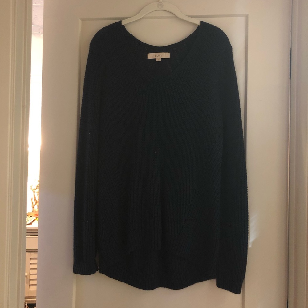 LOFT navy cable knit sweater